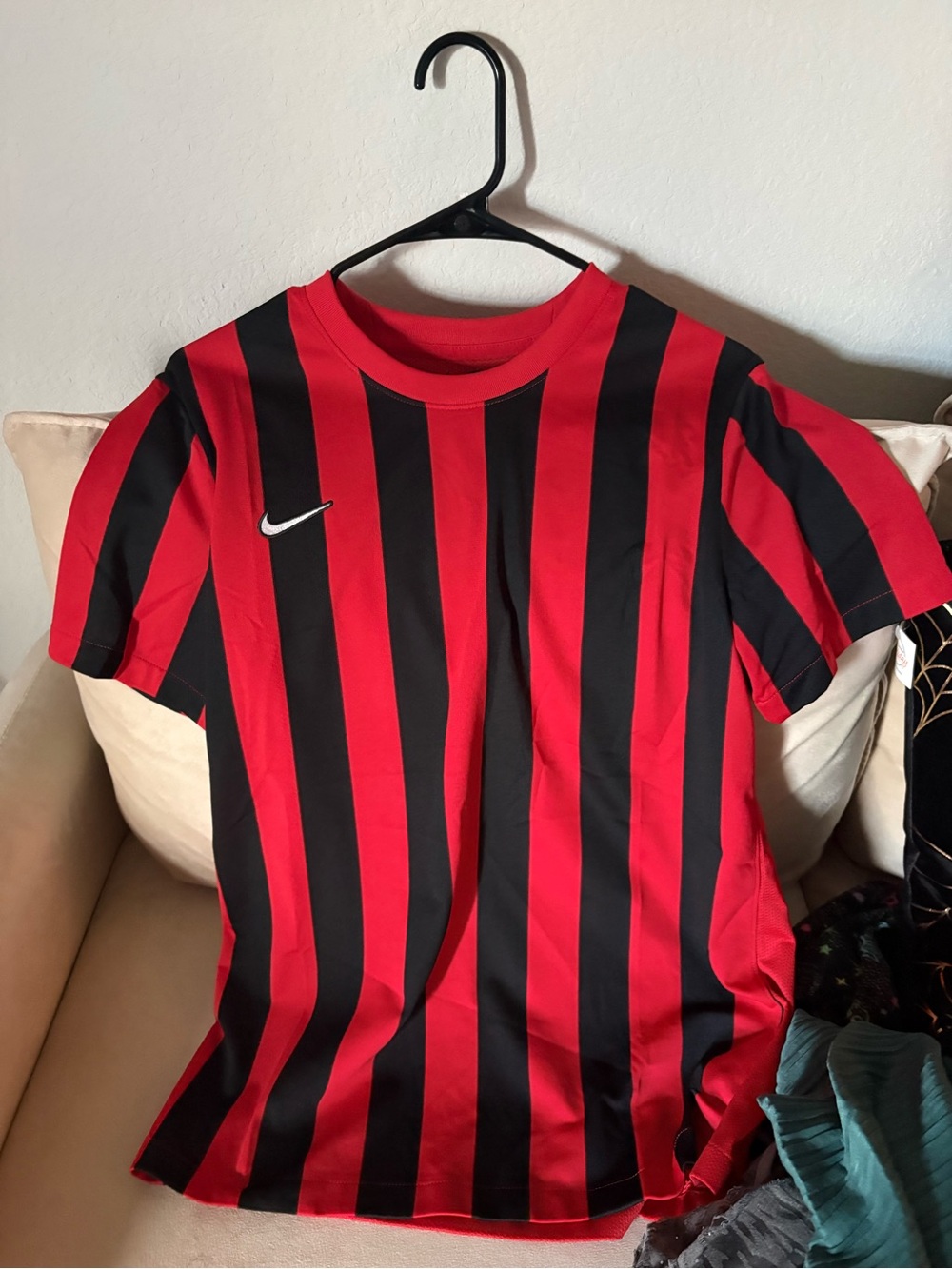 Nike' Red & Black Striped Soccer Tee